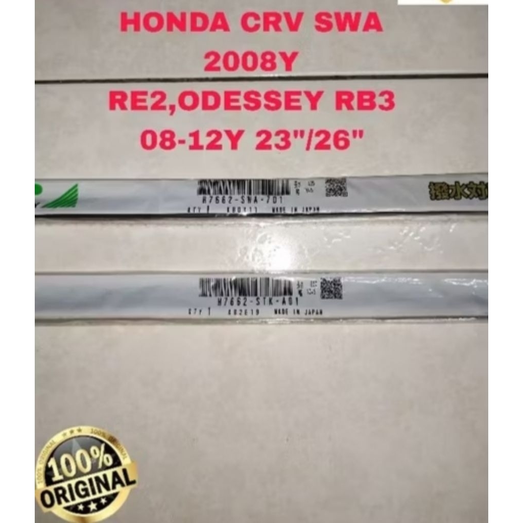 HONDA CRV SWA RE2, ODYSSEY RB3 2008-2012Y FRONT WIPER RUBBER REFILL SET (23"&26")