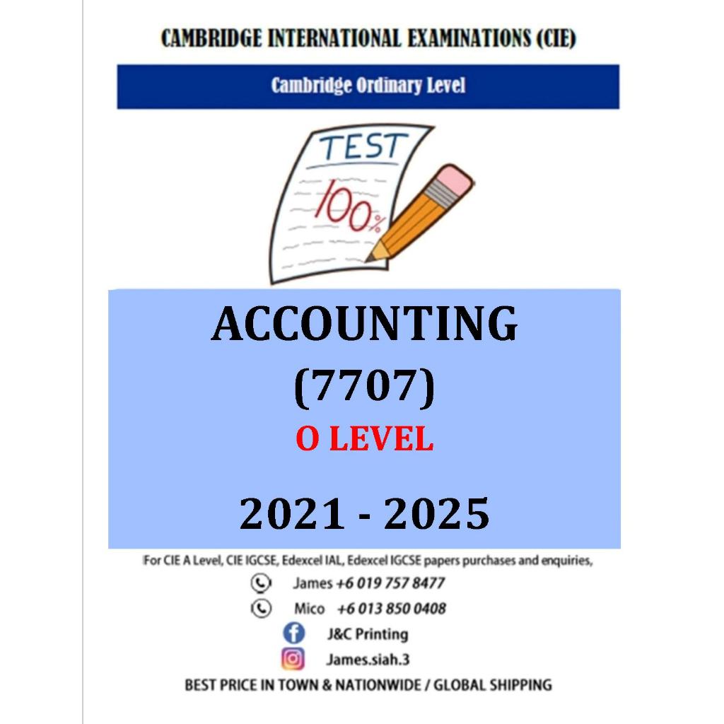 O Level ACCOUNTING (7707) 2021-June/Nov 2025 (กระดาษ 1,2)