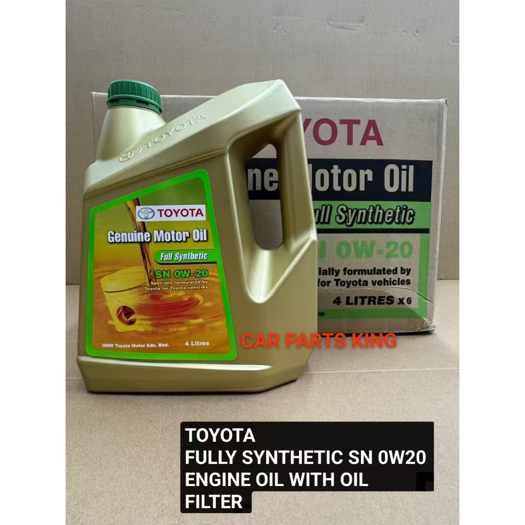 TOYOTA 0W20 FULLY SYNTHETIC SN 0W20 น้ํามันเครื่อง 4 ลิตร ฟรีกรองน้ํามัน TOYOTA