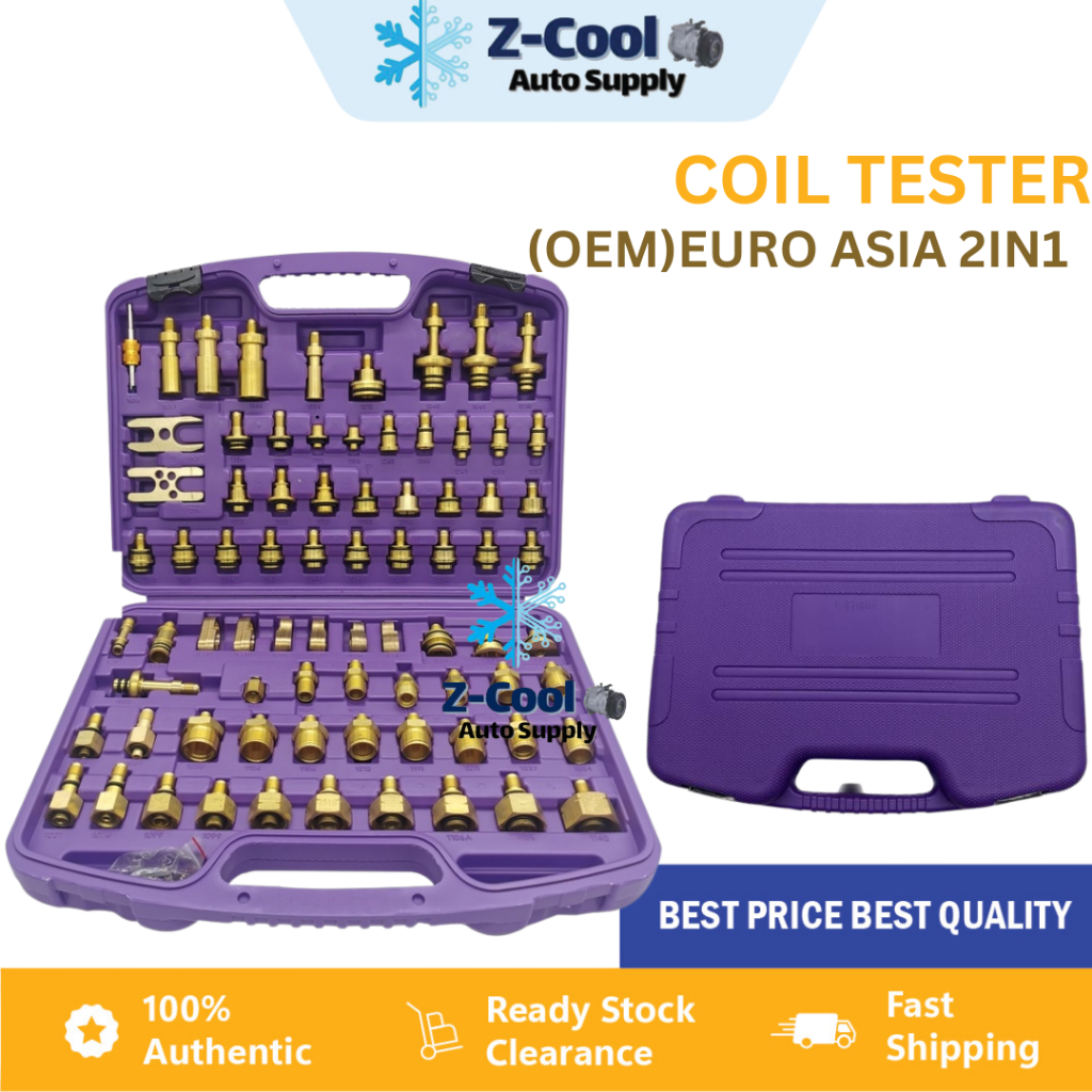78 pc Euro Asia 2in1 รถ air cond Coil อะแดปเตอร์ทดสอบรั่ว bmw Benz Proton perodua Honda Toyota