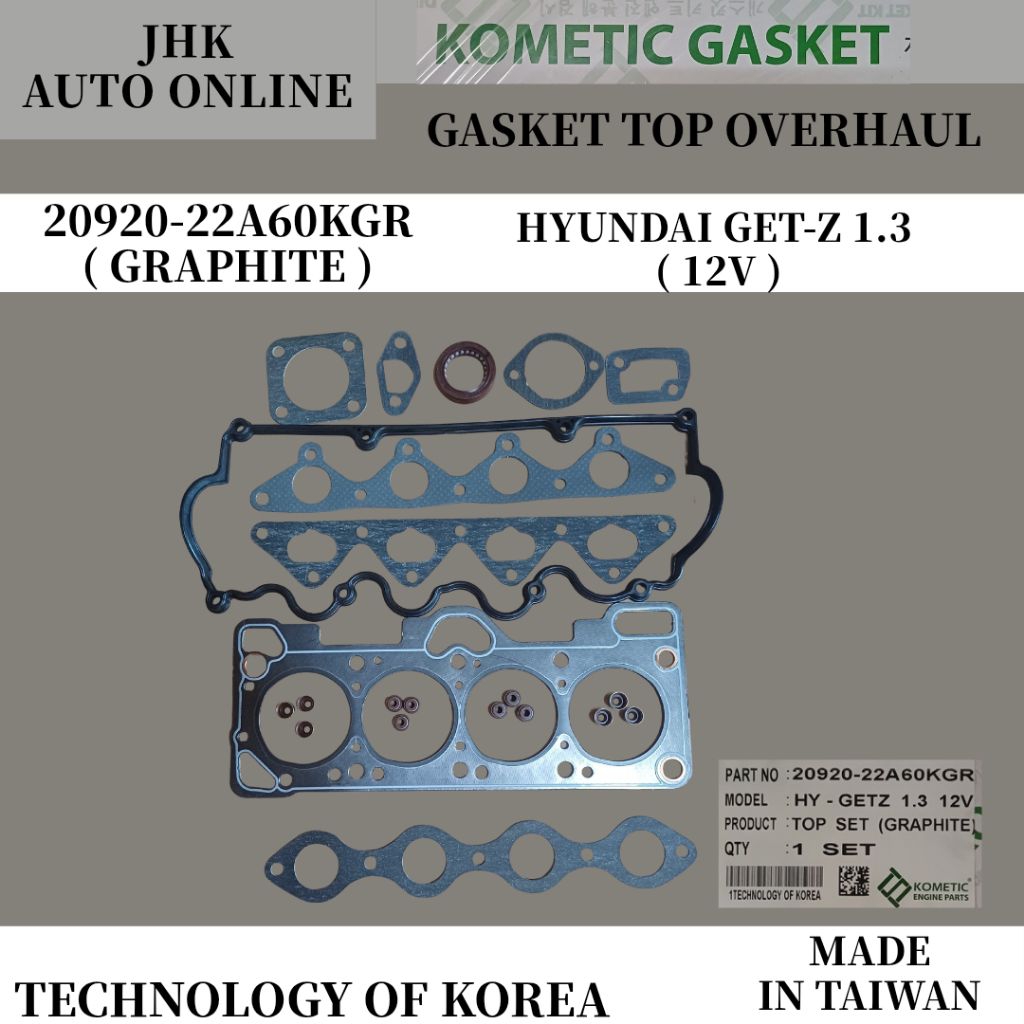 20920-22A60KGR (GRAPHITE) GASKET TOP OVERHAUL SET HYUNDAI GET-Z 1.3 12V100% แบรนด์ใหม่ KOMETIC MADE 