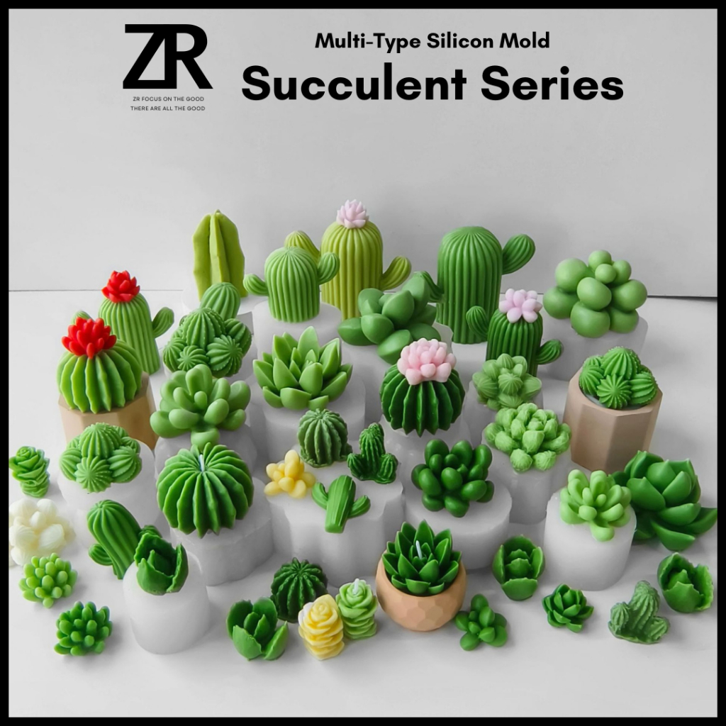 ZR/Silicon Mold/Succulent Series/Multi-type/Cactus Variety/Food Grade Silicon/แม่พิมพ์เทียน/แม่พิมพ์