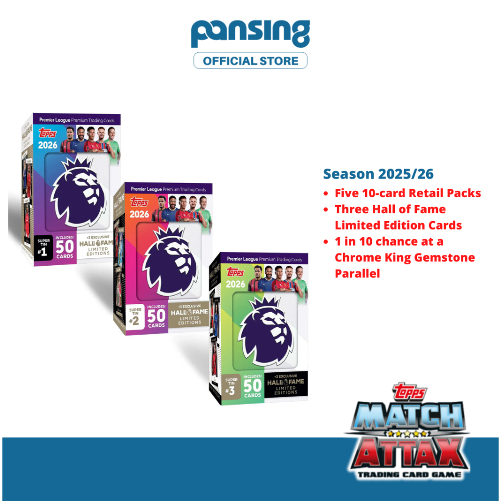 TOPPS Premier League 2025/26 Super Tin (Hall of Fame Series) - 50 Cards [+3 Exclusive Goal Machine Limited Editions)