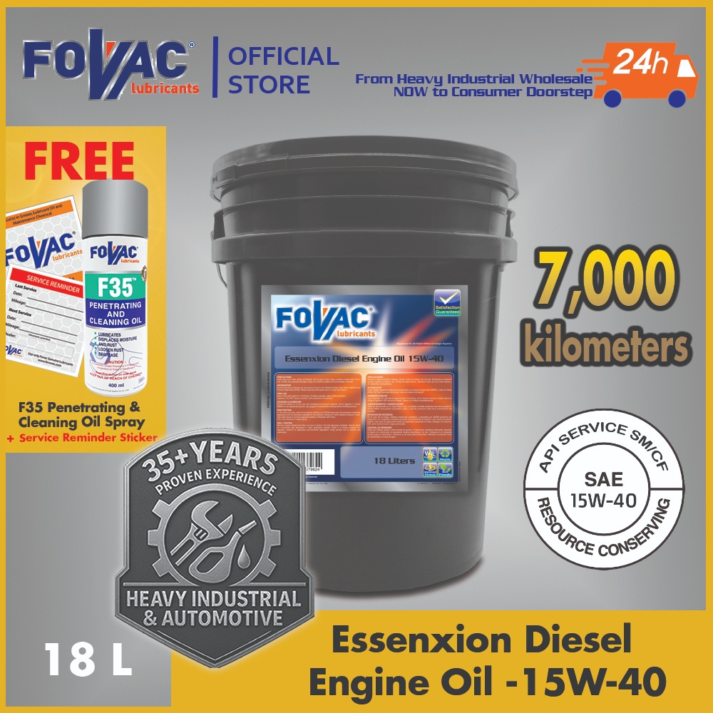 FOVAC Essenxion น้ํามันเครื่องดีเซล 15W-40 และ 10W-30 - 18Liters
