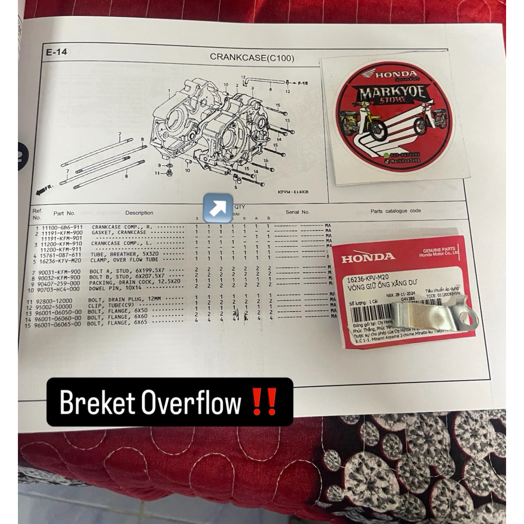 BREKET OVERFLOW HONDA