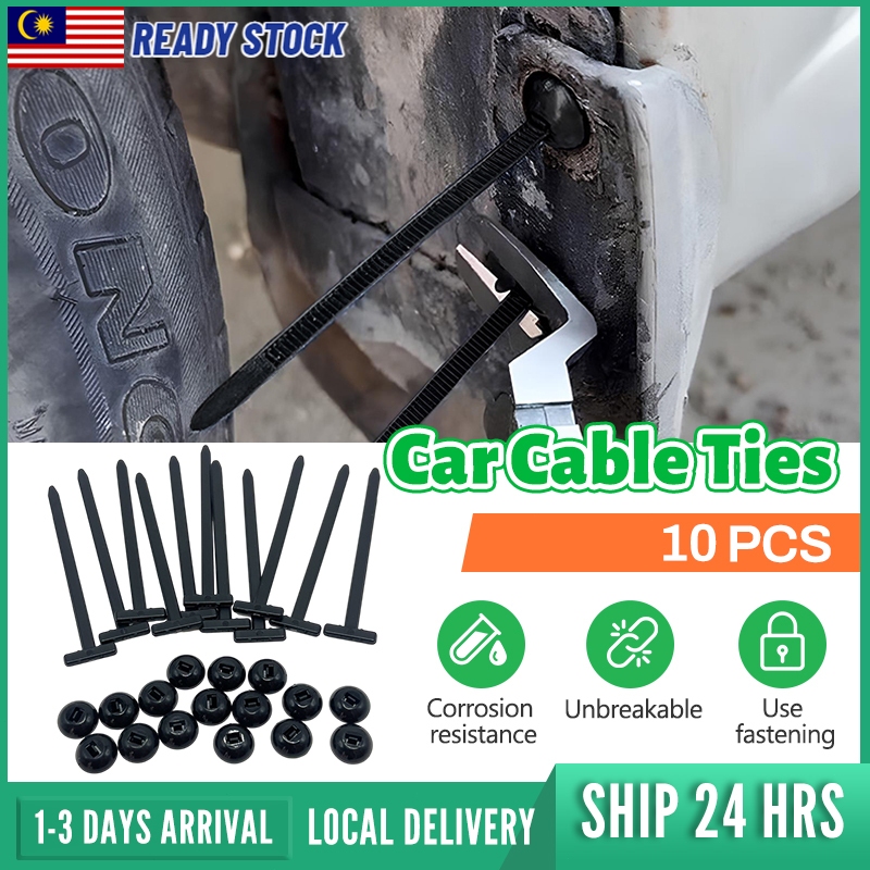 10 ชิ้น/เซ็ต Self-locking Nylon Cable Tie Buckle - เครื่องมือรถยนต์ Zip Ties สายรัดคงที่