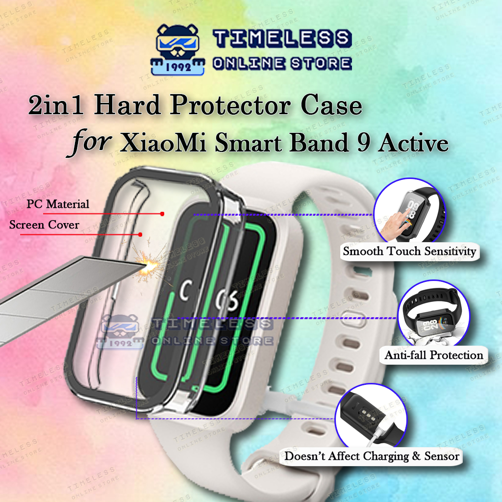 🇲🇾 เคสป้องกัน Xiaomi Smart Band 9 Active 2in1, เคสป้องกันแบบแข็งพร้อมฝาปิดหน้าจอ, 2 สี, Mi Band 9act