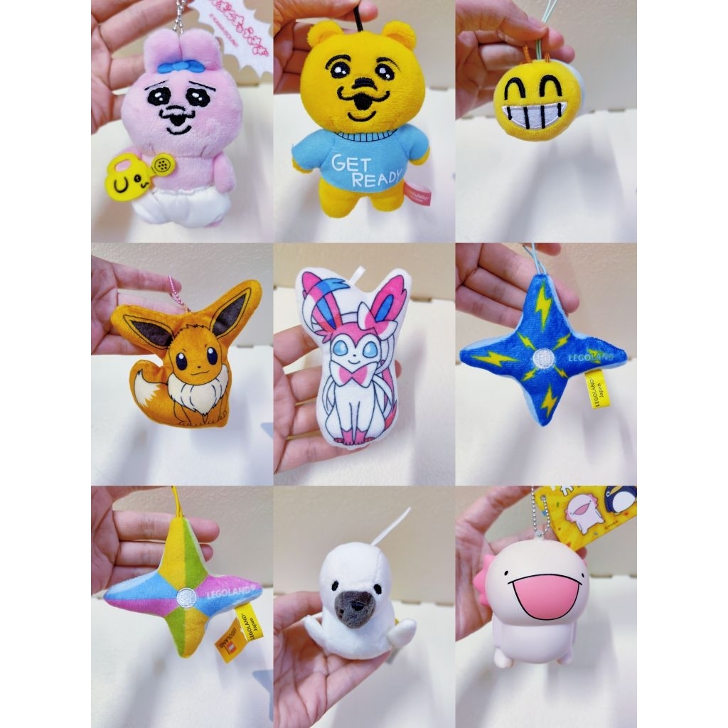 Preloved soft toy SKC60B/ พวงกุญแจ Opanchu Usagi Legoland Nyakki Pokemon Eevee Sylveon Seal Karameru