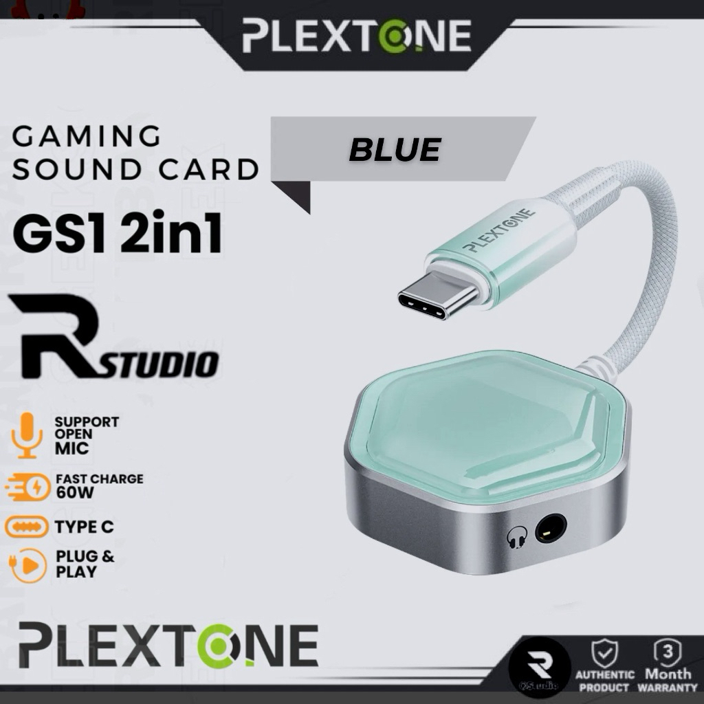 [มาใหม่]แจ็คเสียง Plextone GS1 Pro 3.5 มม.ถึงอะแดปเตอร์ Type C ชิป DSP 32Bit/384kHz PD 60W FastCharg