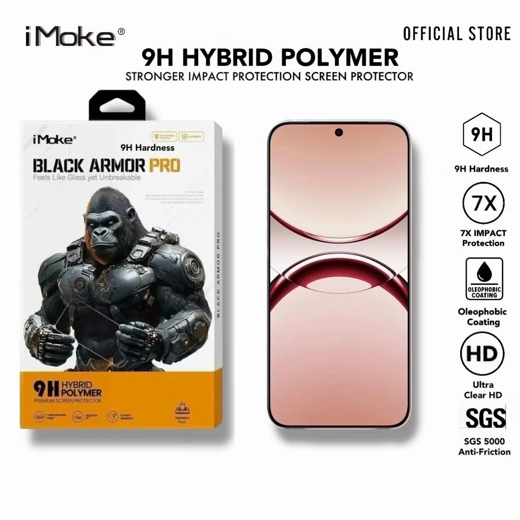 IMoke 9H Black Armor Pro Impact Screen Protector สําหรับ OPPO Find X9/Find X9 Pro/Find X8 5G