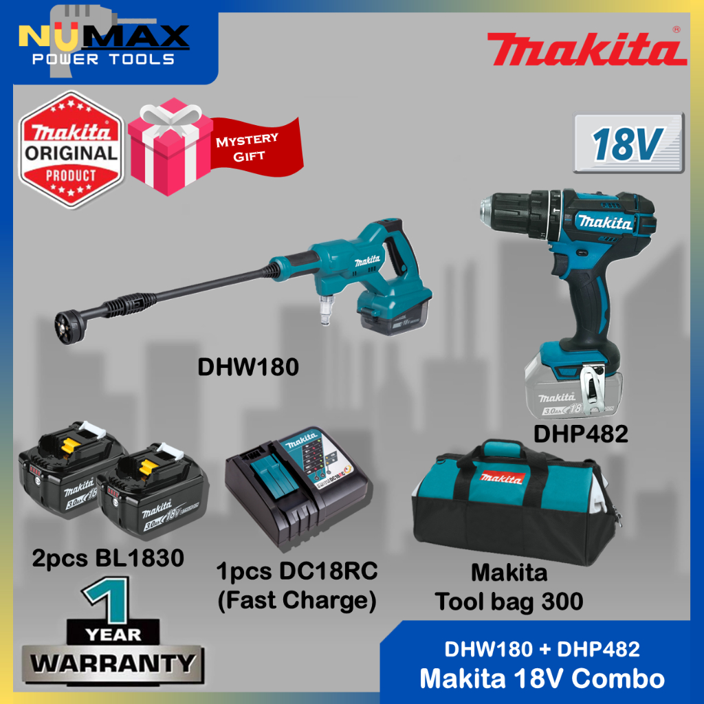 💥ข้อเสนอ💥คุณค่า💥Makita 18V Combo DHW180Z 18V เครื่องฉีดน้ําแรงดันสูง + DHP482Z 18V เครื่องตอกไร้สาย
