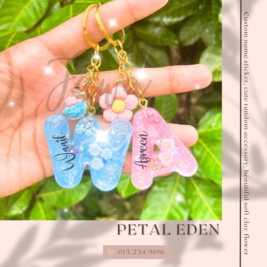CUSTOM ALPHABET RESIN KEYCHAIN KEYCHAIN - ทําด้วยมือ