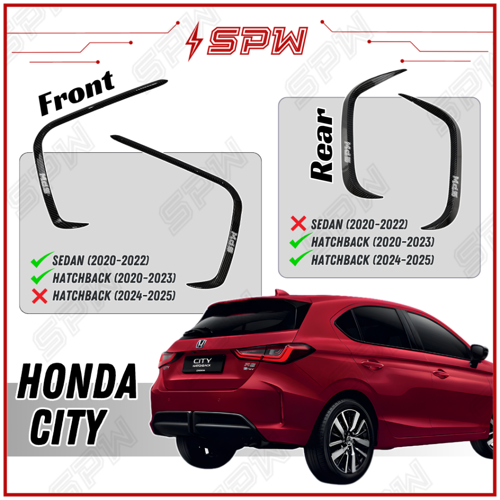 Honda City Sedan / Hatchback ด้านหน้าด้านหลัง Canard กันชน Lip Cover อุปกรณ์ตกแต่งภายนอก GN2 GN5 GN6 City HB Carnard