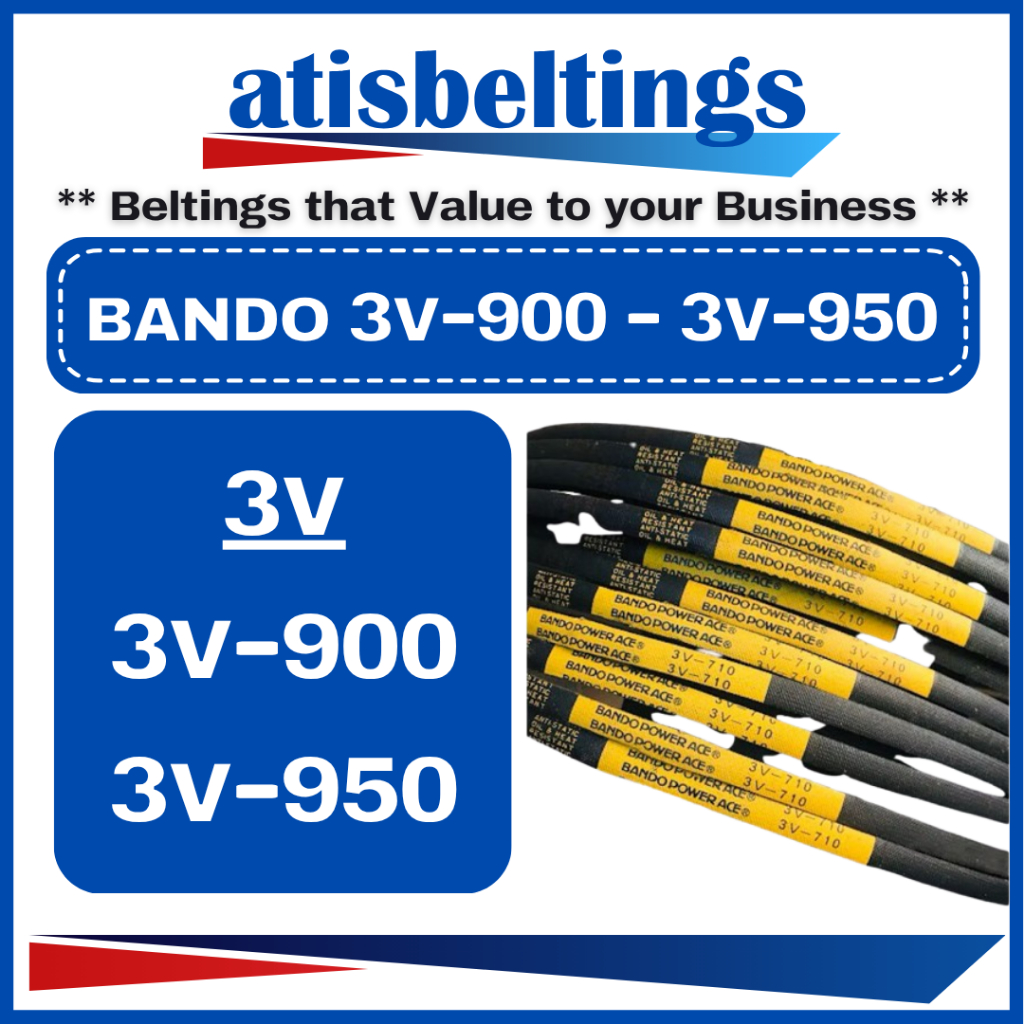 BANDO 3V900 3V950 Industri POWER ACE Mesin มอเตอร์เข็มขัดคอมเพรสเซอร์พัดลมเข็มขัด - BANDO POWER ACE 