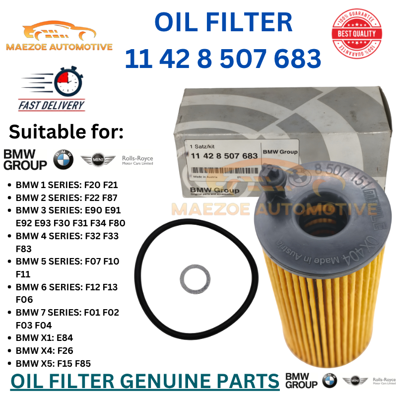 (11428507683) กรองน้ํามันเครื่อง BMW N47 N57 ENGINE F20 F21 F22 E90 E91 E92 E93 F30 F31 F34 F32 F33 
