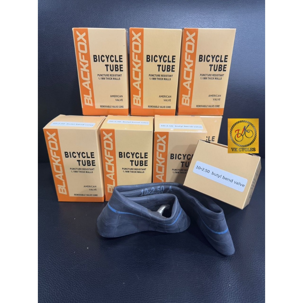 BLACKFOX ยางใน 102.50 / บิวทิล / วาล์ว Schrader Bent / สําหรับ E-Bikes, E-Scooters, Mini Bikes, Kids