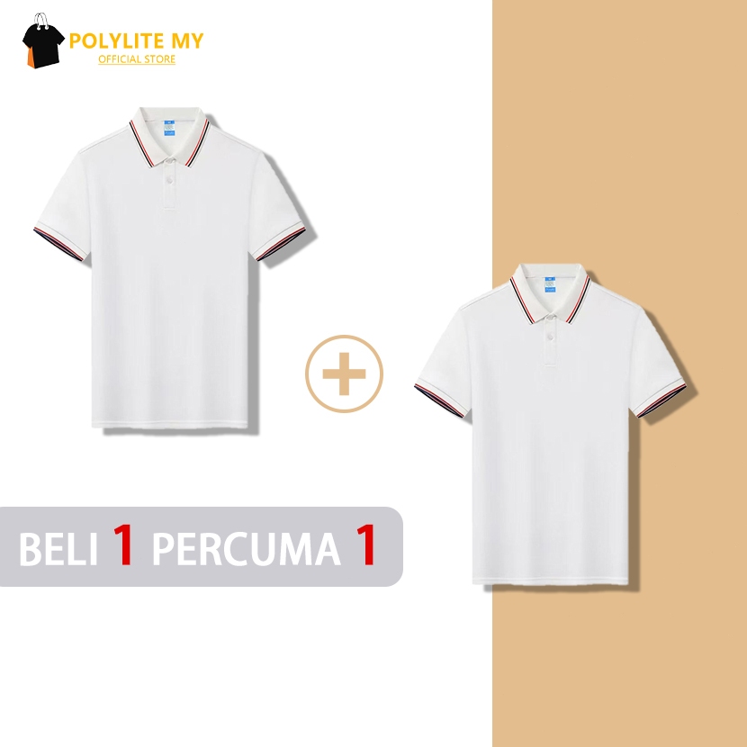 เซเดีย สต็อก! Polo Garis Poliester Honeycomb Unisexs - Beli 1 Free 1 Ringan & Avet