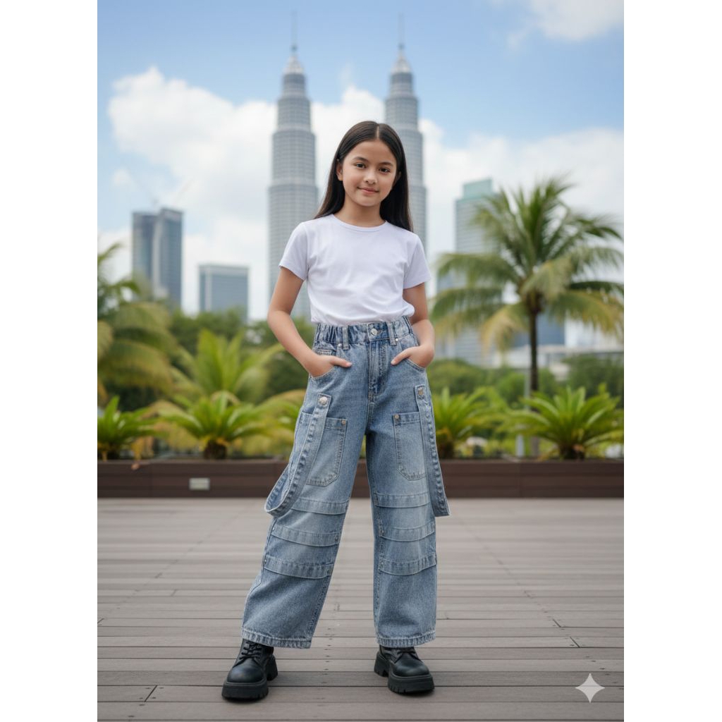 @KOREAN@BAGGY JEANS FOR KIDS@STYLISH CARPENTER DESIGN@√SIZE 4YR TO 14YR√ LIMITED@