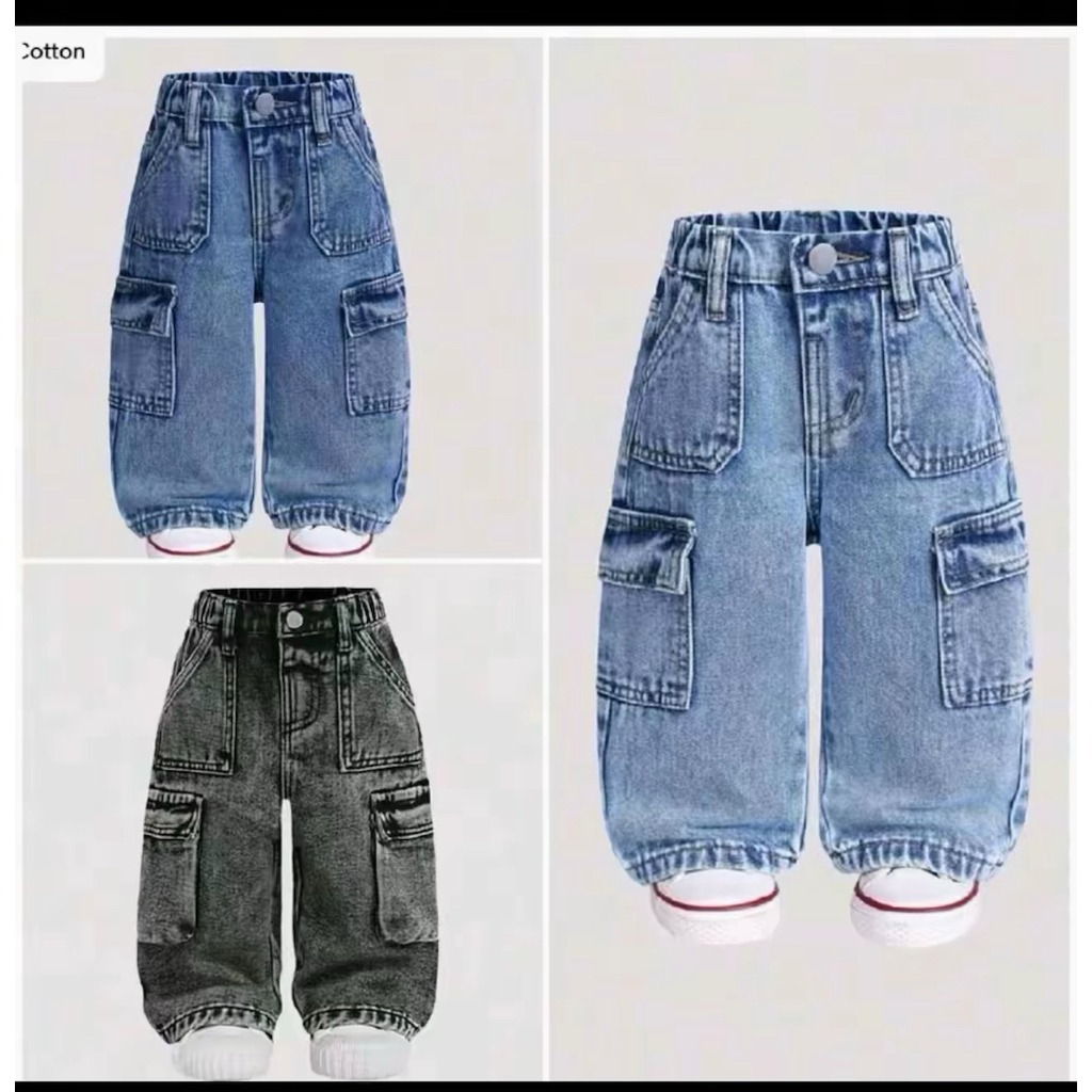 BAGGY DENIM CARGO BUDAK คุณภาพระดับพรีเมียม UNISEX/ CARGO VIRAL DENIM/SIX POCKETS CAGO BOYS/BAGGY CA