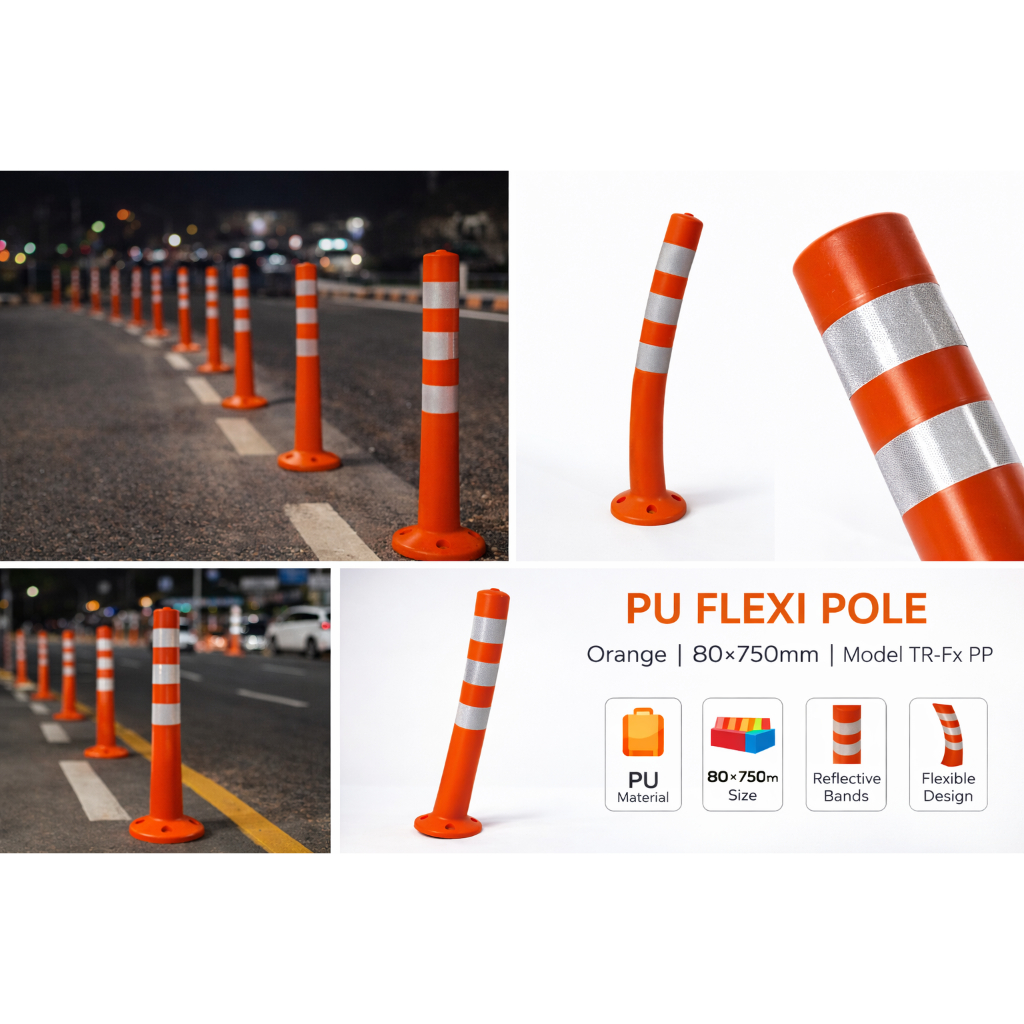 VSAFE PU Flexi Pole PU/TPU / TPU (SIRIM) สีส้ม Dia 80750mm รุ่น TR-Fx PP