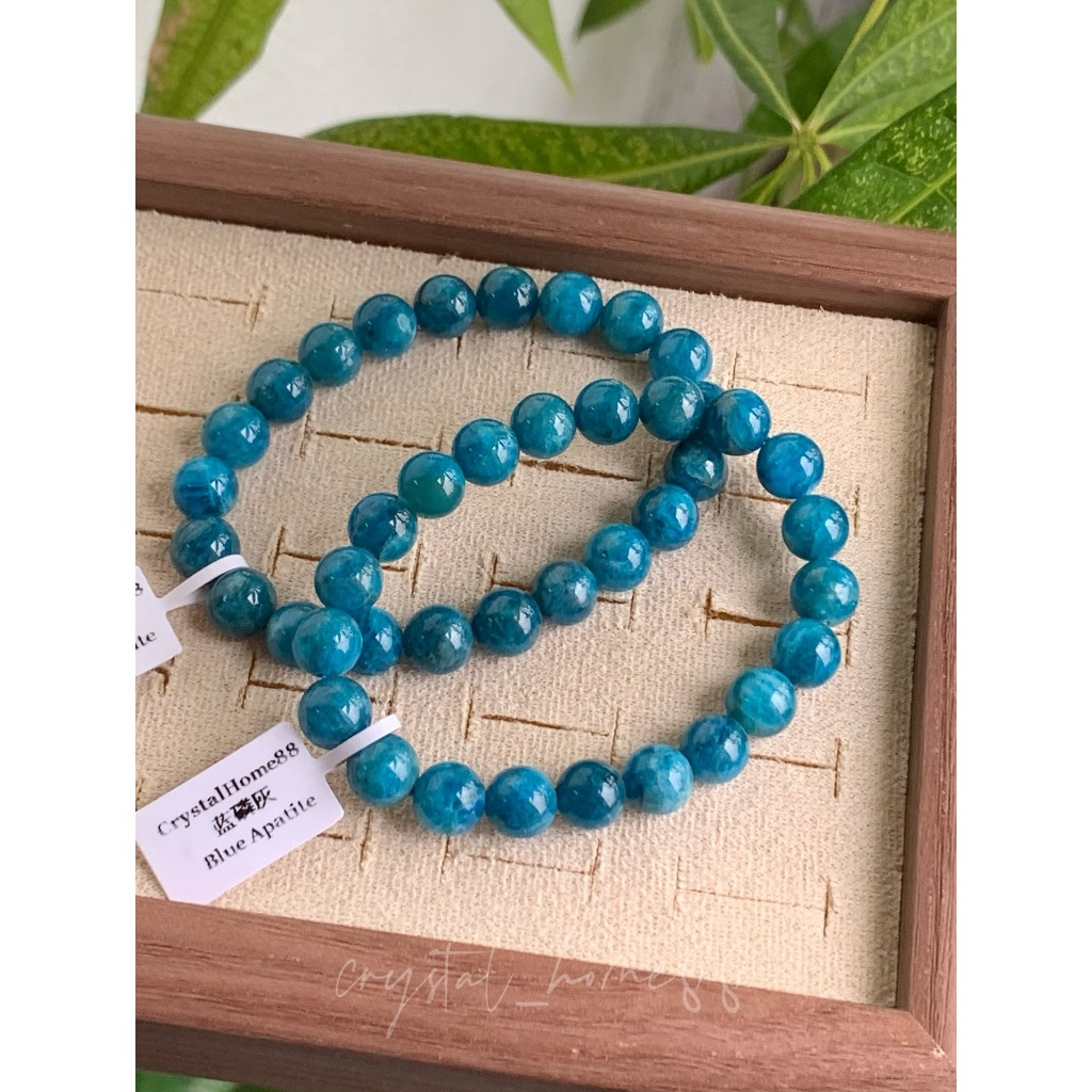 灰色 Natural Blue Apatite 天然能水คริสตัล 9 มม.+