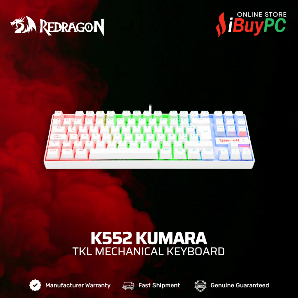 Redragon K552 Kuara Hotswappable RGB Mechanical Keyboard 87 คีย์ TKL Gaming