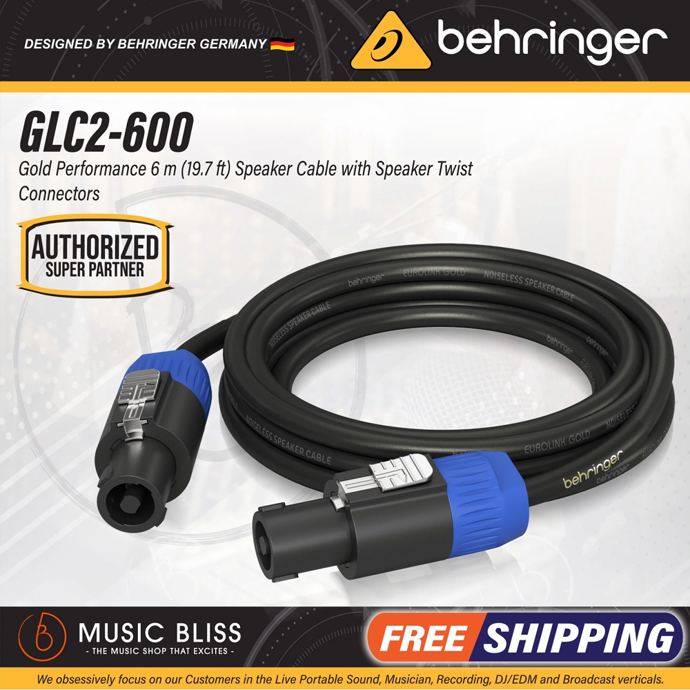 Behringer GLC2-600 Gold Performance 6m (19.7ft) สายลําโพงพร้อมขั้วต่อลําโพง Twist (GLC2600 / GLC2 60