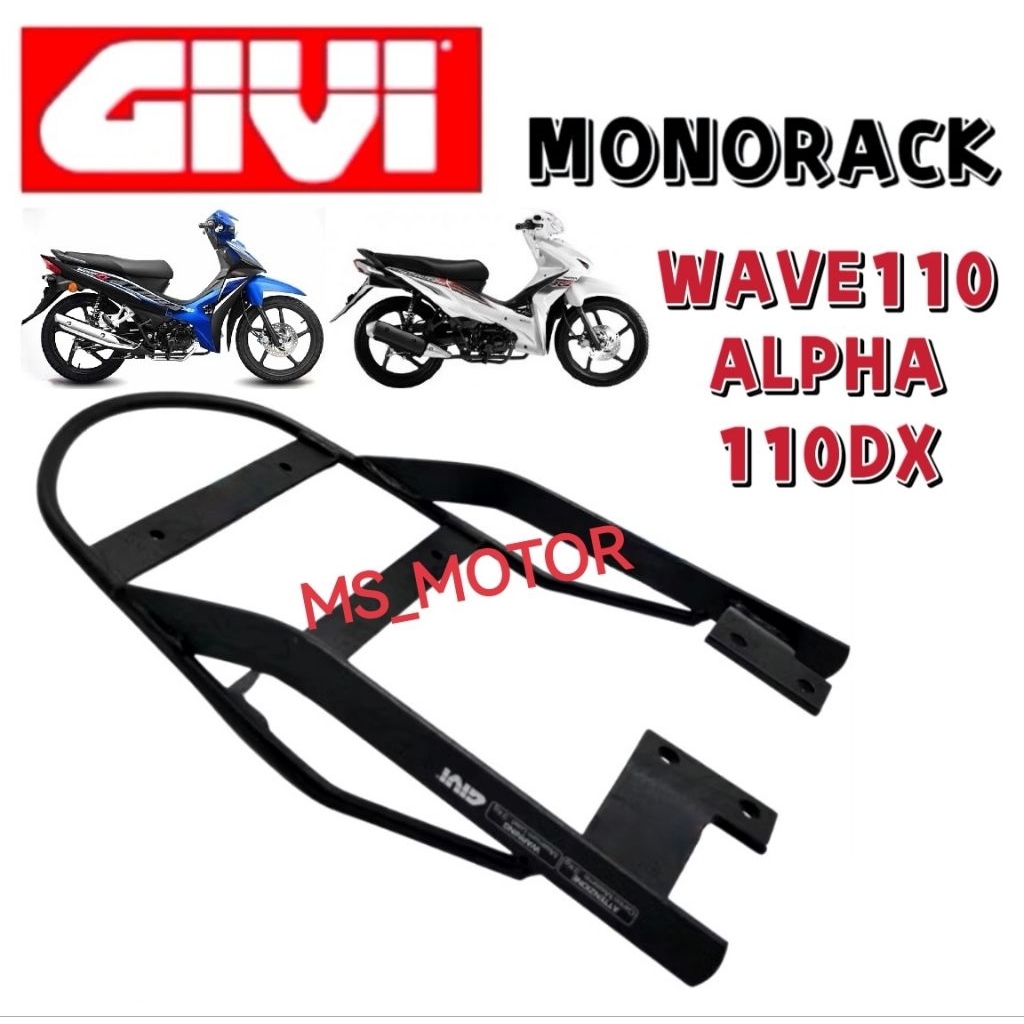 WAVE110 ALPHA DX 110 MONTRACK BOX GIVI MV ADVANCE WAVE 110 ALPHA DX110 MONO RACK W110 ALPHA110 DX