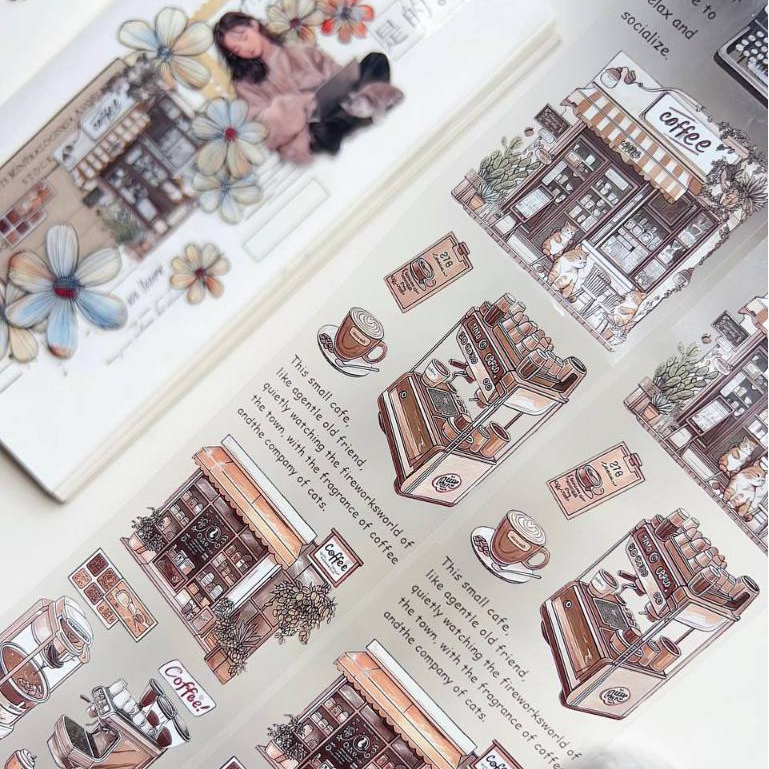 East Club~Alley Corner Coffee PET Cutting Die Retro Coffee House แยกบรรจุเทป PET หนึ่งห่วง-5.0 ซม. *