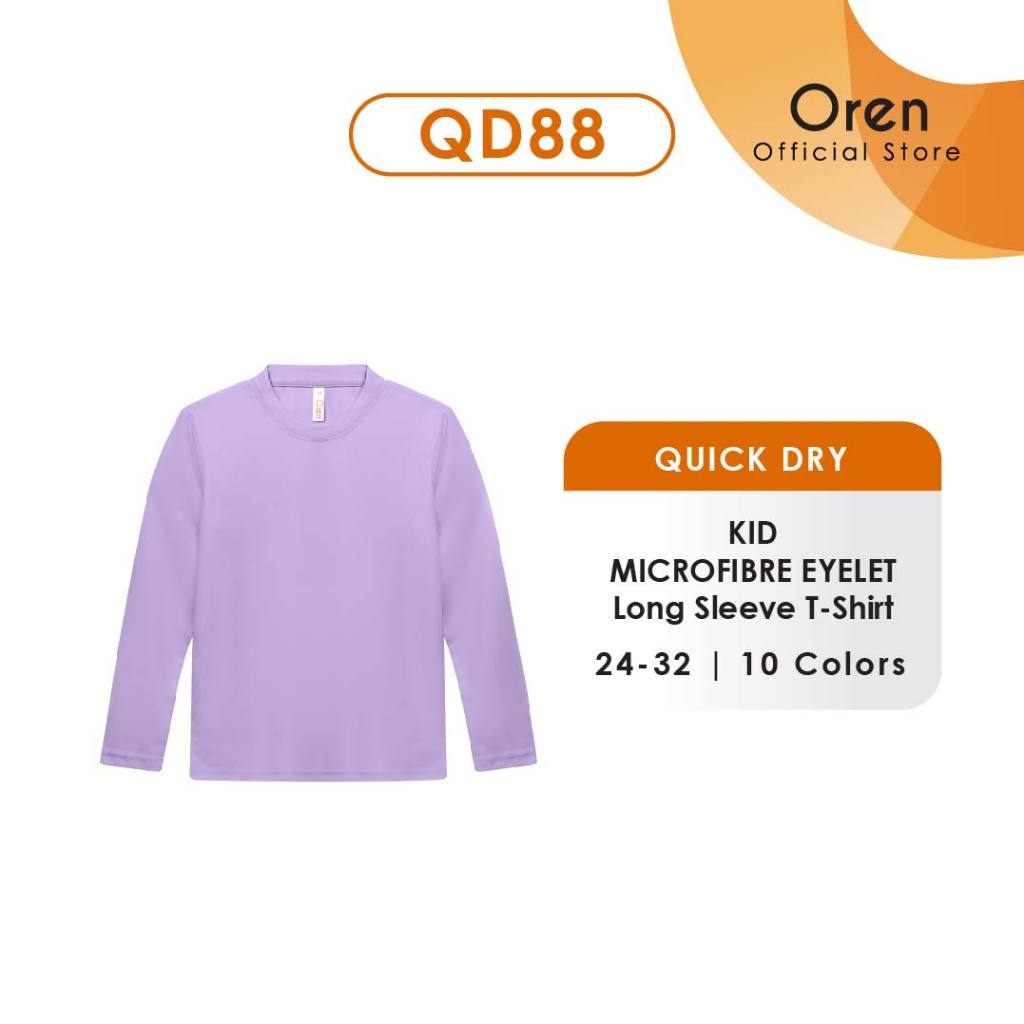Oren Sport QD Quick Dry เสื้อยืดเด็กแขนยาวธรรมดา QD88