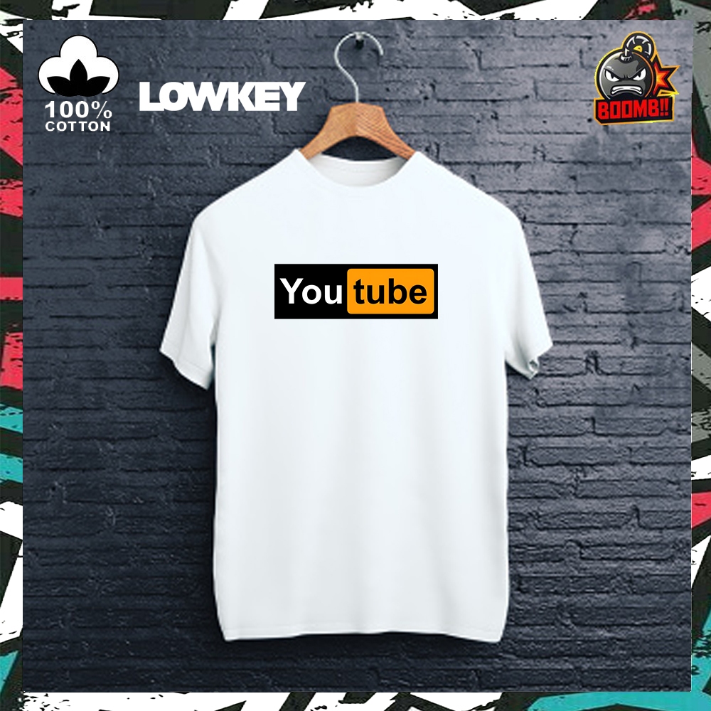 🔥ผ้าฝ้ายพรีเมี่ยม 100%🔥 LOWKEY YOUTUBE Cotton Tshirt T เสื้อ Tops Streetwear ผู้ชายผู้หญิง Unisex Ba