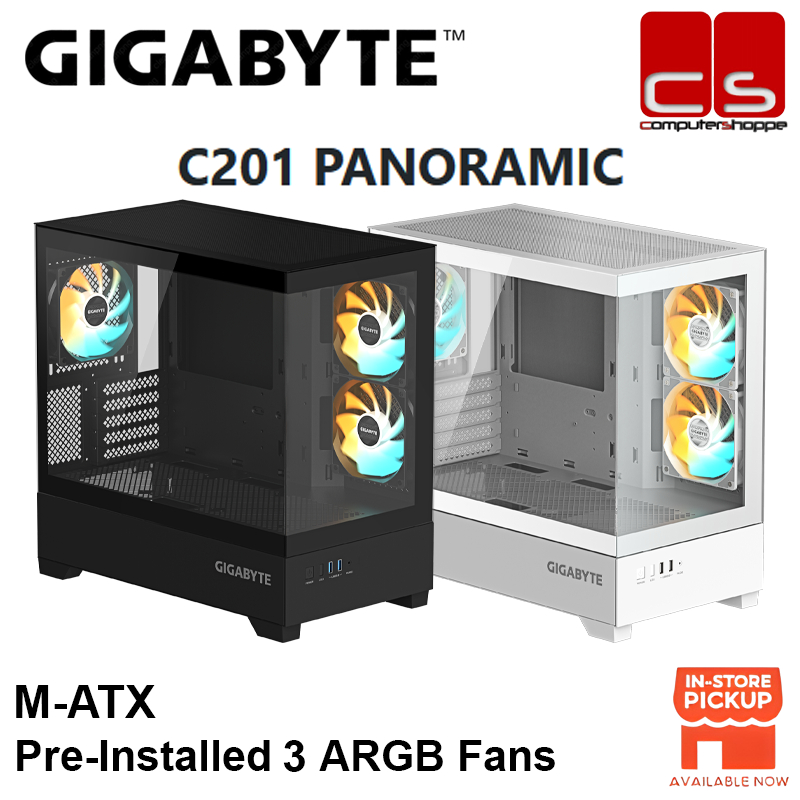 GIGABYTE C201 PANORAMIC (BLACK / ICE) เคสพีซี MID TOWER M-ATX PC CASE