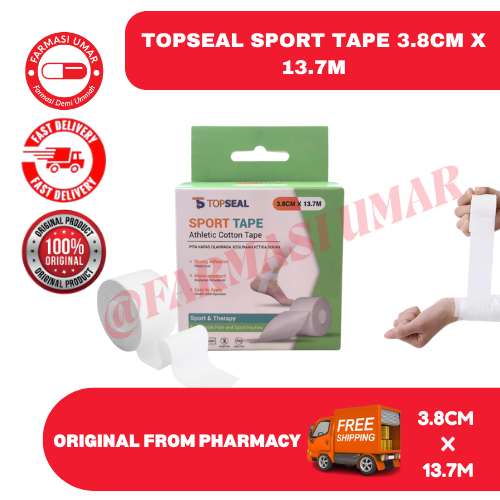 TOPSEAL SPORT TAPE ATHLETIC COTTON TAPE 3.8CM X 13.7M - สําหรับกล้ามเนื้อ PAIN & SUPPORT INJURIES