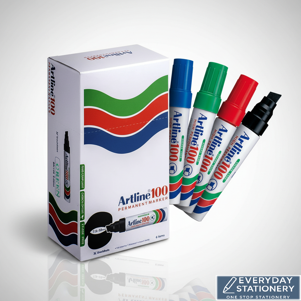 Artline 100 ปากกามาร์กเกอร์ถาวร Bold Point Chisel Tip Marker Tebal