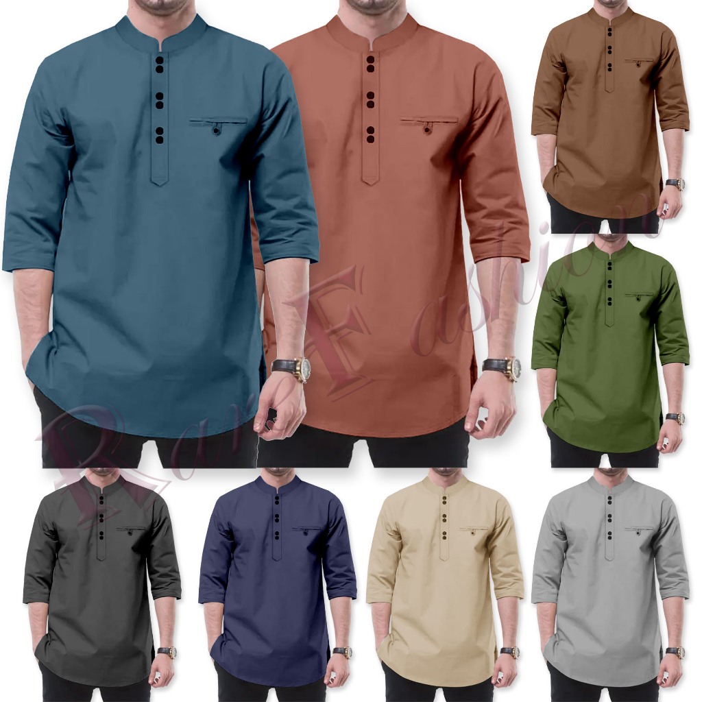 Kurta ผู้ใหญ่ (BERKOLAR) - Viral and Pattern Plain Kuta Hidden Pocket Kurta Raya 2026