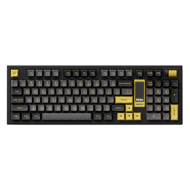 Akko Black & Gold 5098B - คีย์บอร์ดเกมกล RGB แบบหลายโหมดพร้อมหน้าจอ TFT LCD