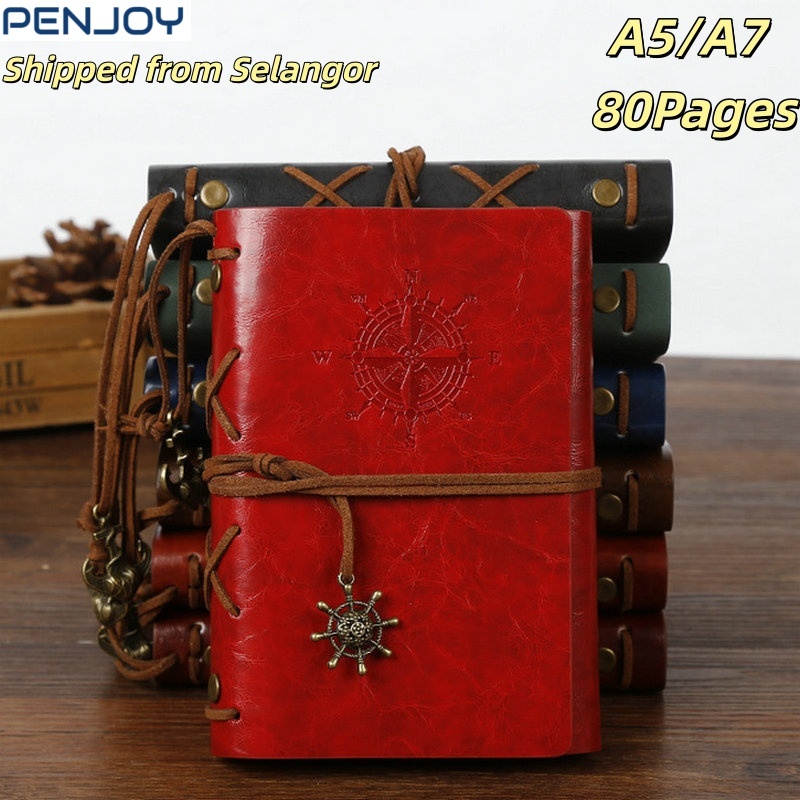 Retro Nautical Loose-Leaf Notebook (A5/A7) Creative Travel Journal สําหรับเครื่องเขียน