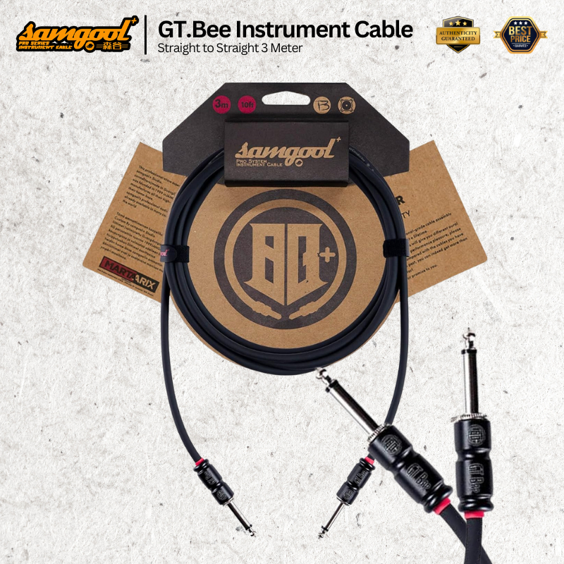 Samgool GT.Bee Instrument Cable 3m (10ft) – Straight to Straight to Straight to Angled – Black Price
