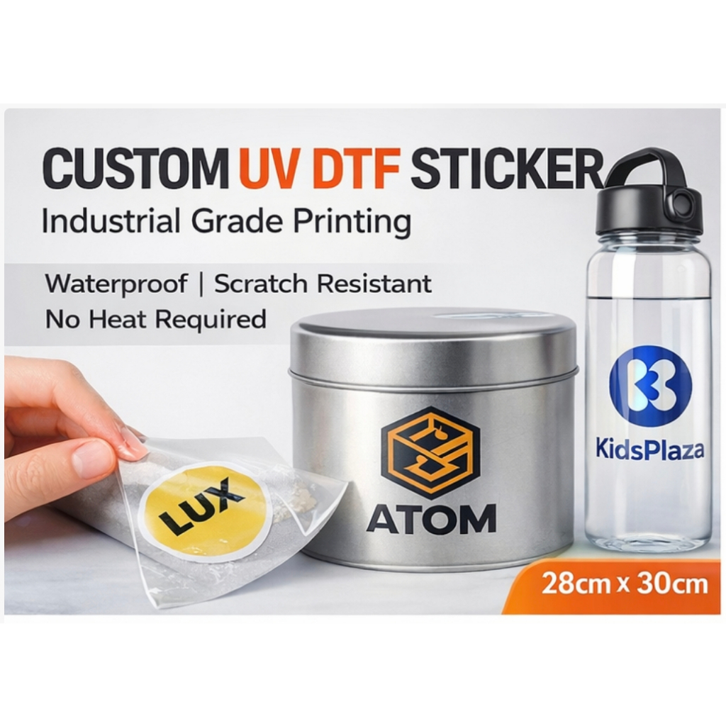 UV DTF Custom Print, Crystal UV DTF, สติ๊กเกอร์ฟิล์ม UV DTF (28 ซม. x 30 ซม.)