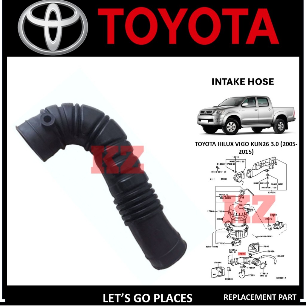 TOYOTA HILUX KUN26 3.0 2008 AIR CLEANER HOSE / ท่อไอดี KUN51 KUN61 TURBO 3.0 08 2012 17881-0L030