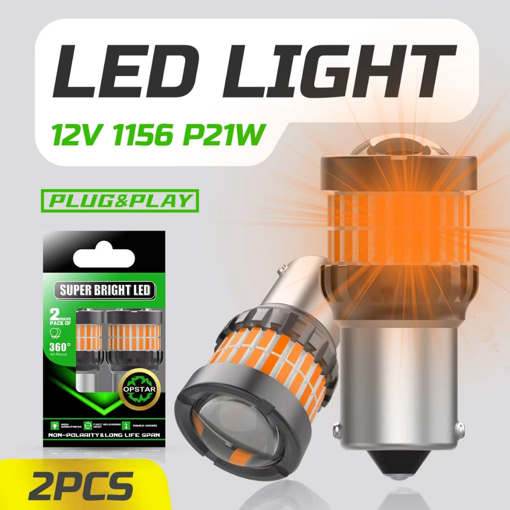2PCS 1156 BA15S P21W Canbus หลอดไฟ LED สําหรับรถยนต์ไฟเลี้ยวด้านข้างไฟเลี้ยวสีเหลือง