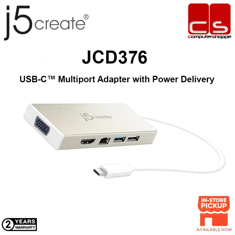 J5CREATE JCD376 (อะแดปเตอร์หลายพอร์ต USB-CTM พร้อม Power Delivery)