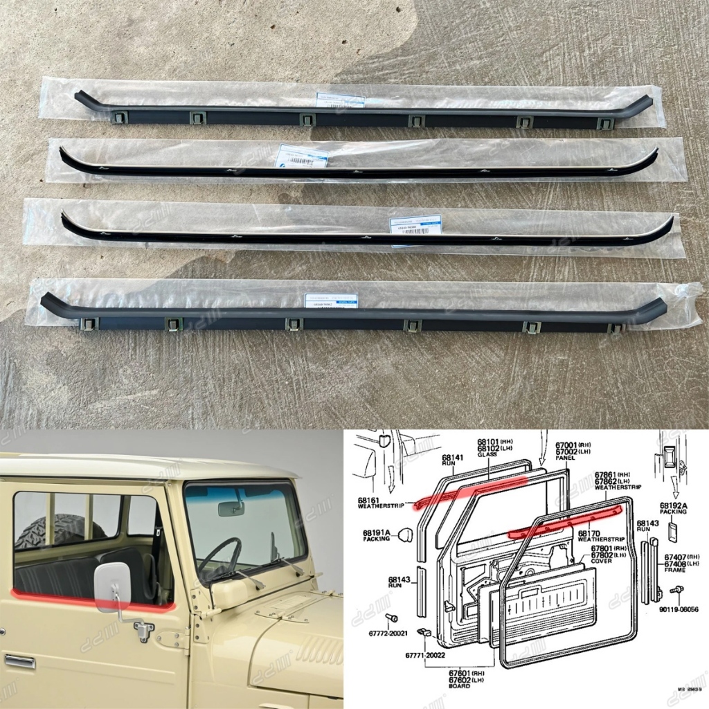 Toyota Landcruiser 40 BJ40 FJ40 ประตูหน้าต่าง Trim Moulding ประตูซับ Getah Cermin Land Cruiser BJ42 