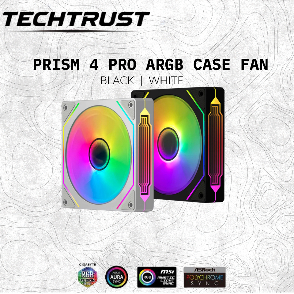 PRISM 4 PRO ARGB CASE พัดลมสีดํา/WHITEV ARGB 3Pin 12CM พัดลมปลอก PWM 4PIN