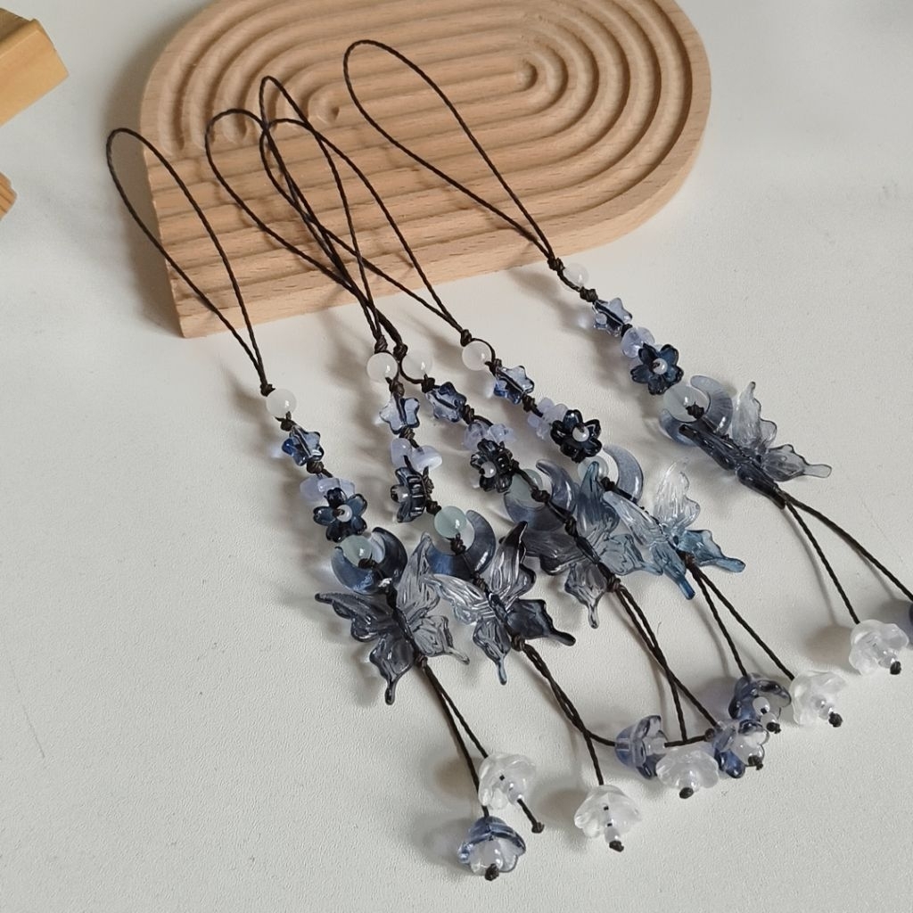 Midnight Bloom Charm ลูกปัดทํามือ โทรศัพท์ charm พวงกุญแจ พวงกุญแจ อุปกรณ์ลูกปัด