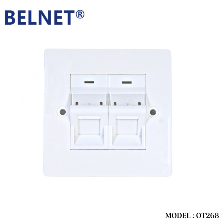 BELNET OT268 RJ45 PLATE DOUBLE (45 DEGREE)