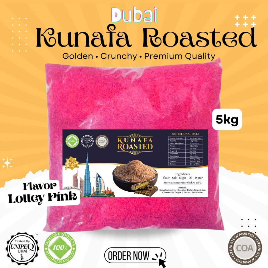 คุนฟา Lolly Pink Kataifi 5 Kg สําหรับขนมหวานหวาน