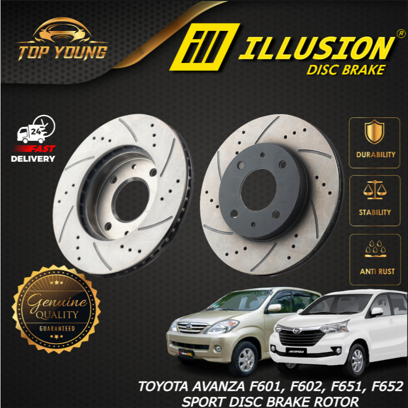 ILLUSION TOYOTA AVANZA F601, F602, F651, F652, FRONT (FW) (DEPAN) TOR SPORT SLOTTED & DRILLE PERFORM