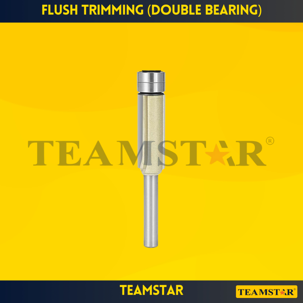 TEAMSTAR Flush Trimming Router Bit พร้อมแบริ่งคู่คาร์ไบด์-ปลายแหลมงานไม้ <TSG09>