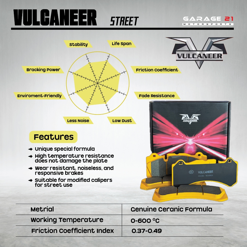 VULCER แผ่นรองเบรกถนน BREMBO GT8 GT6 20Z 19Z 18Z 17Z F40 F50 คาลิปเปอร์